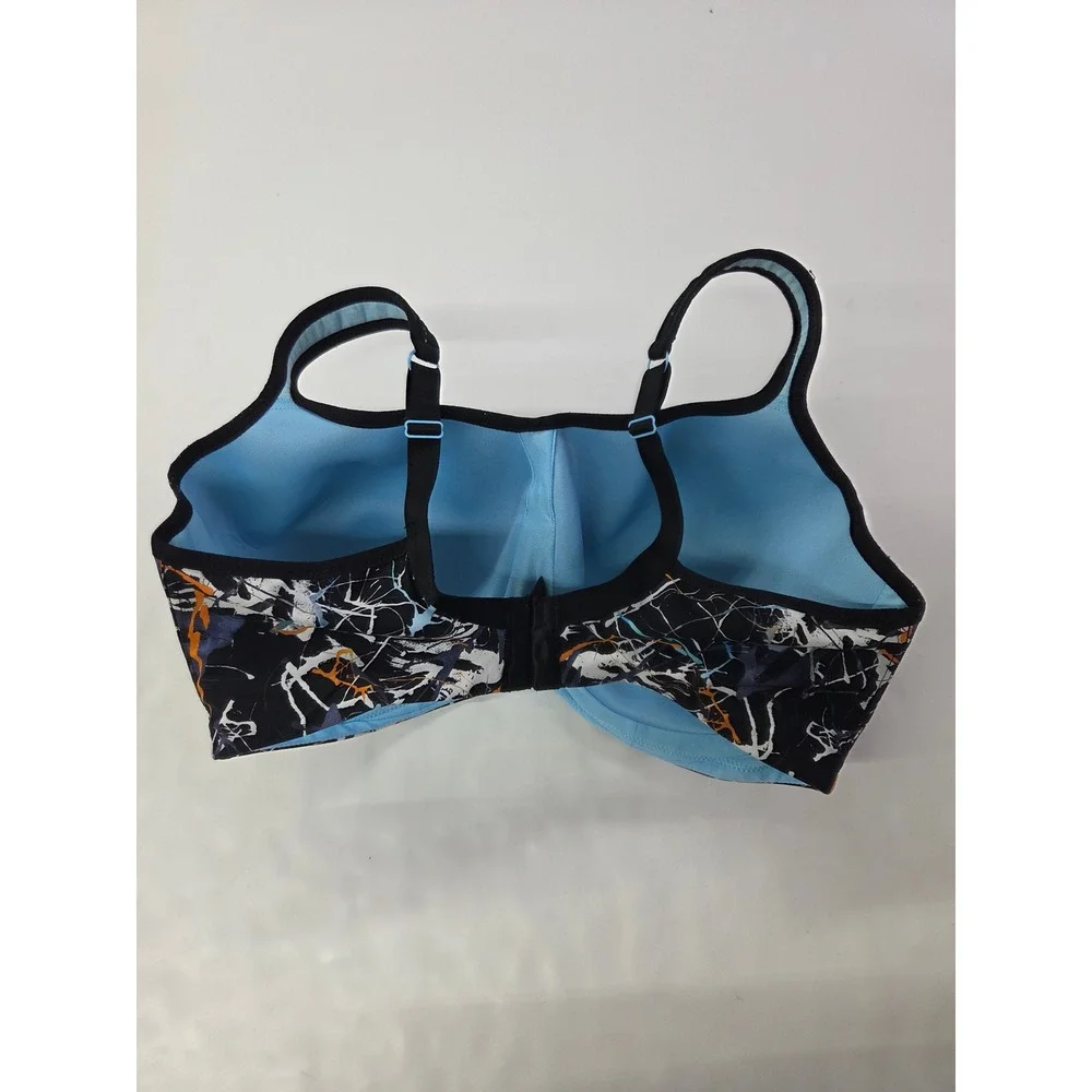 Panache Sport 5021B Underwire Sports Bra 38G Black Paint Splatter High Impact